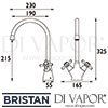 Bristan Rio Easyfit Sink Mixer Dimensions